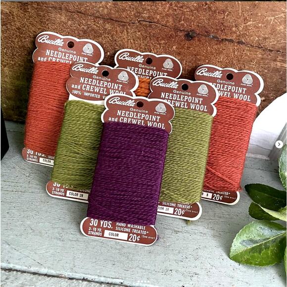 Vintage Bucilla Needlepoint Crewel Wool Cards Halloween Decor Set of 6 - Picture 1 of 4